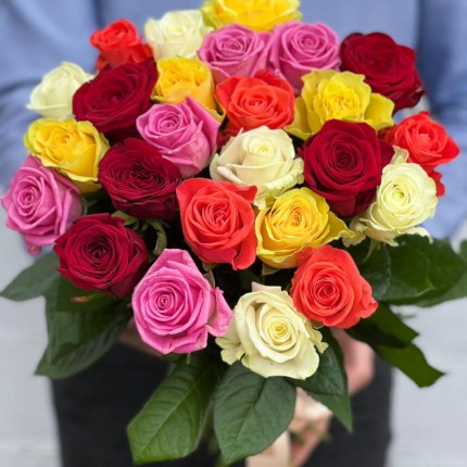 Букет из разноцветных роз - купить с доставкой в по Грязи